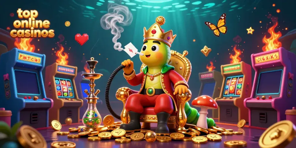 Experience the excitement of top online casinos with vibrant characters and game elements.