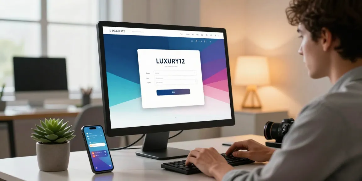 Proses LUXURY12 Login dengan tampilan antarmuka modern di ruang kerja yang rapi dan minimalis.