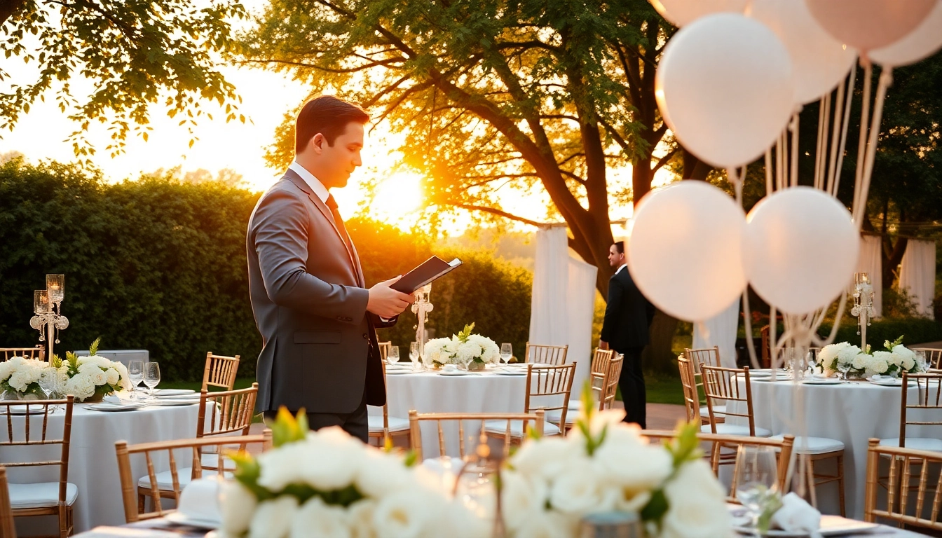 dc wedding planner orchestrating a stunning wedding reception with floral decor outdoors.