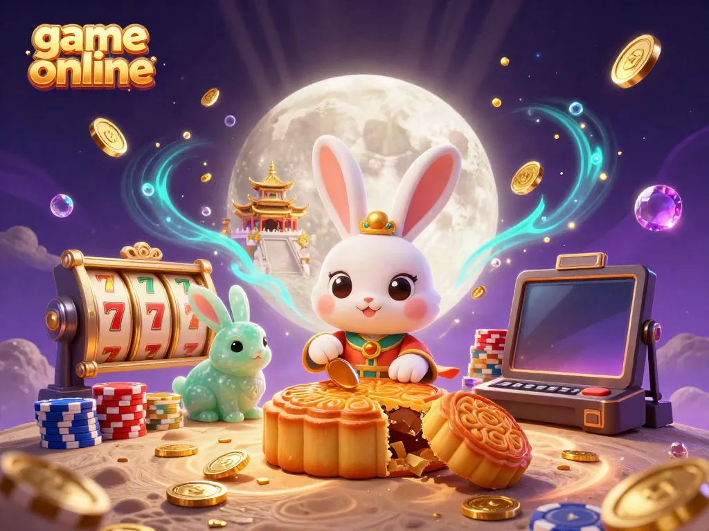 Experience thrilling game online action with vibrant poker chips and lucky jackpots in a magical moonlit scene.