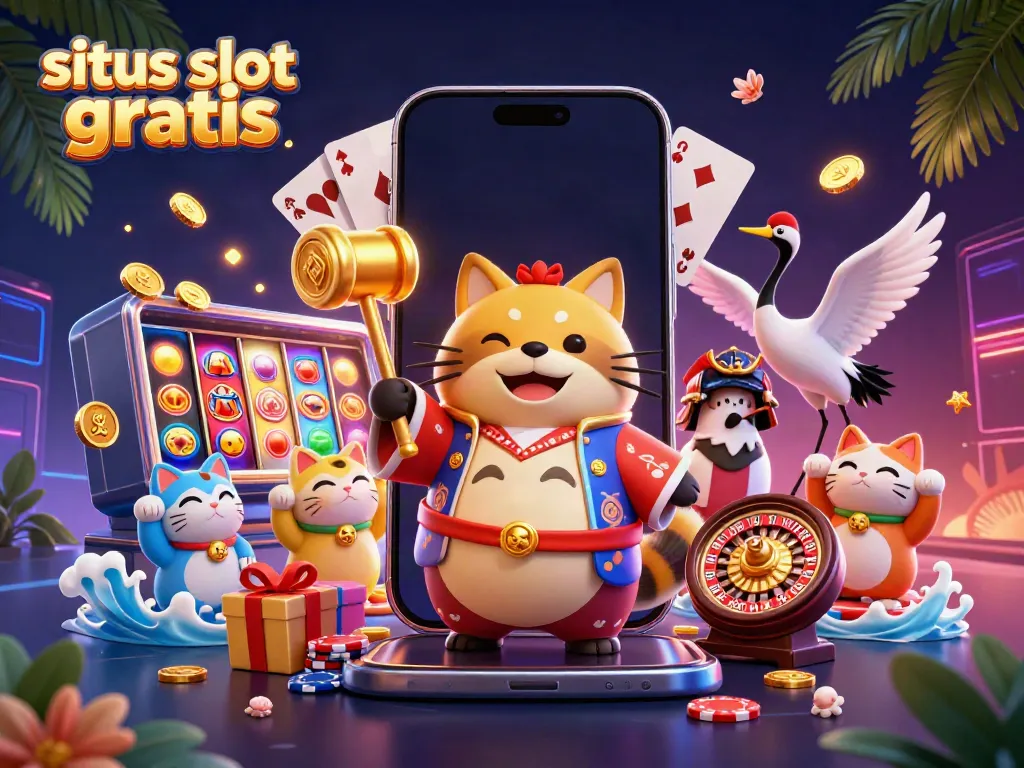 Play exciting situs slot gratis with fortune-themed characters and vibrant game elements.