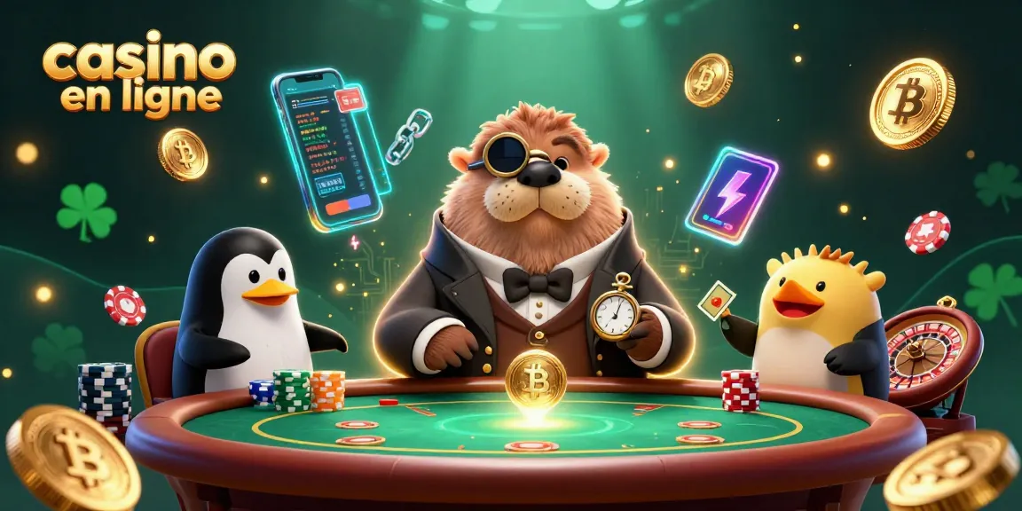 Découvrez un monde de jeux au casino en ligne avec un morse et ses amis jouant aux cartes.