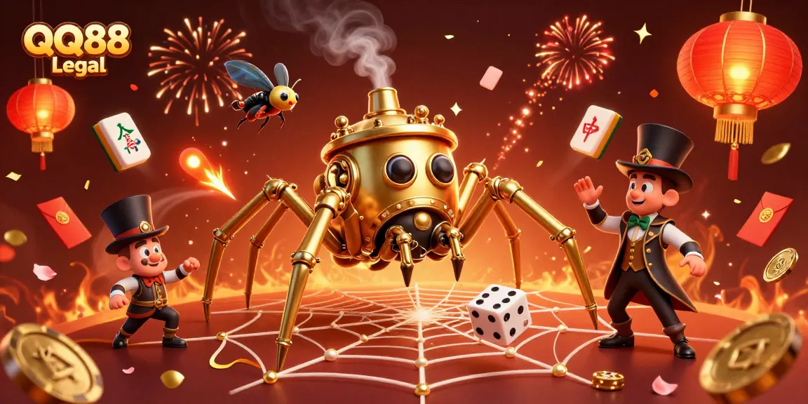 Engage with QQ88 Legal's vibrant casino scene, featuring steampunk elements and festive decorations.