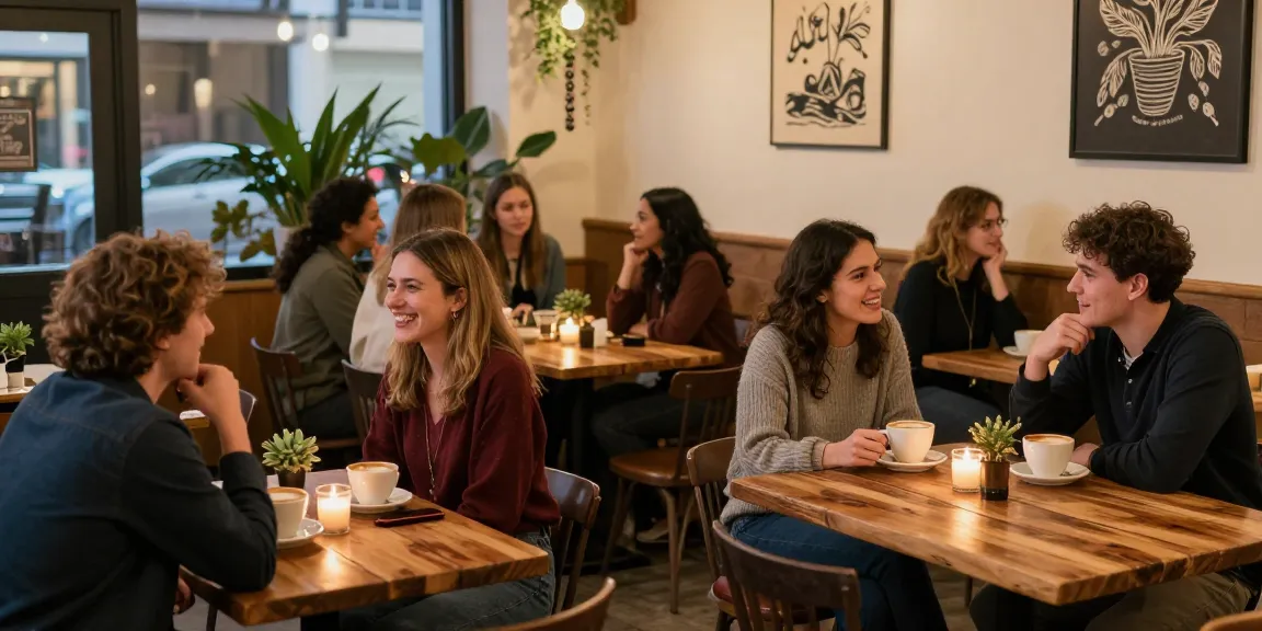 HundRoses gatherings for singles in inviting café setting encouraging genuine connections.