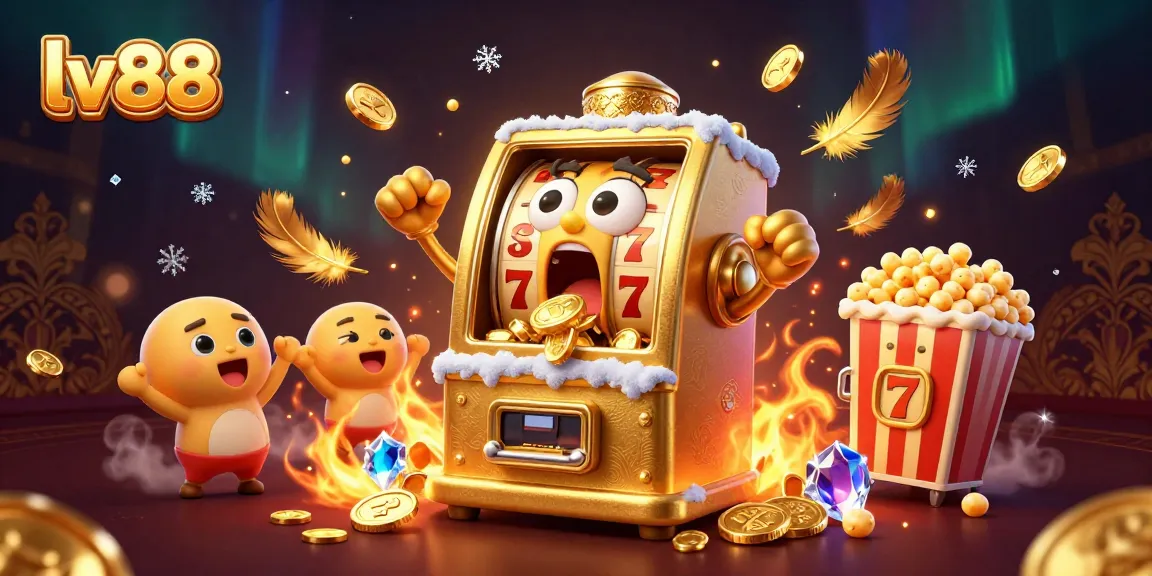 lv88 slot machine hits jackpot while smaller machines cheer, showcasing vibrant casino excitement