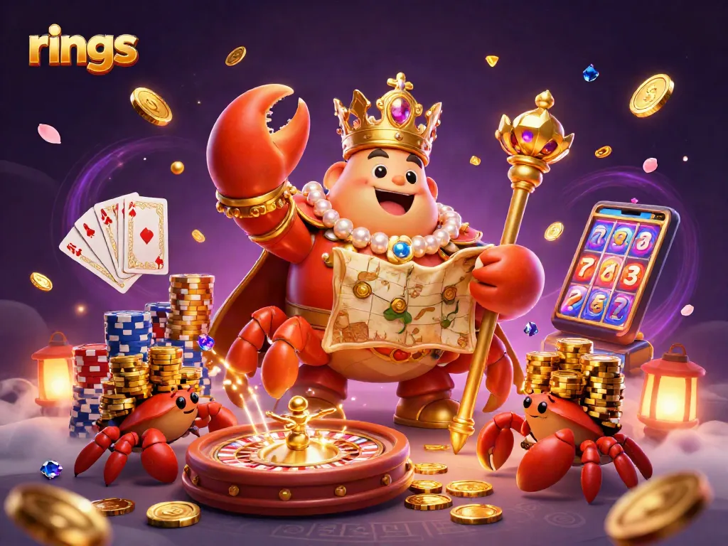 Experience lavish rings amidst a vibrant 3D casino scene with cash-rich elements and luxurious designs.