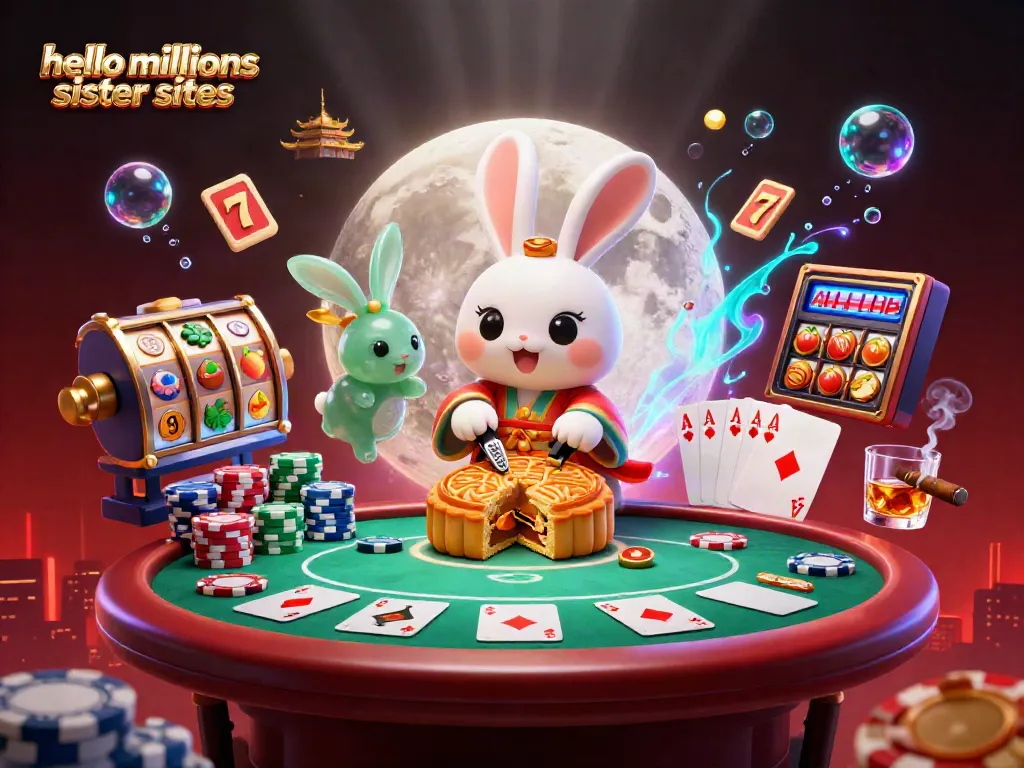 Play and win at hello millions sister sites with vibrant 3D casino scene showcasing poker elements.