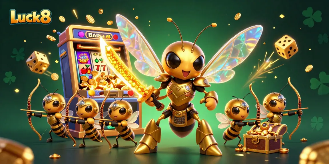 Enjoy thrilling gameplay and wins with Luck8 in this exciting casino illustration.
