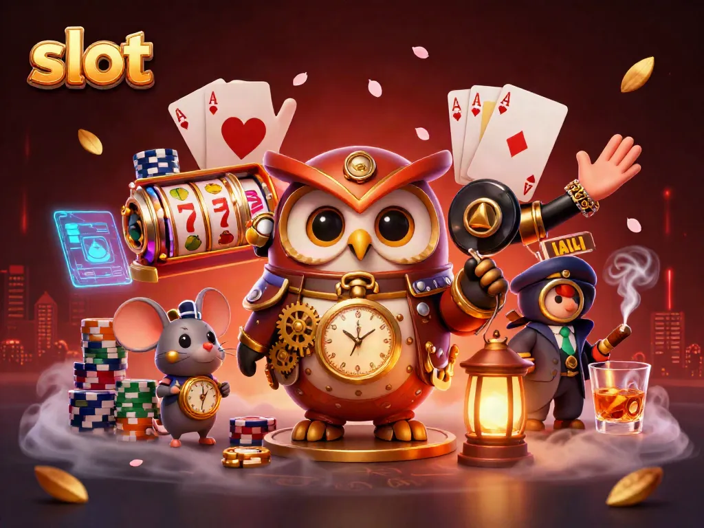 Engage with the slot adventure, where a time-traveling owl and mouse reveal exciting casino gameplay.