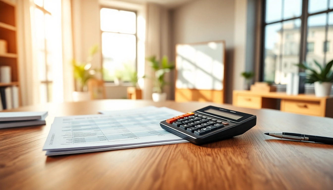 Calculate NY spousal maintenance calculators with professional financial documents on a wooden desk.