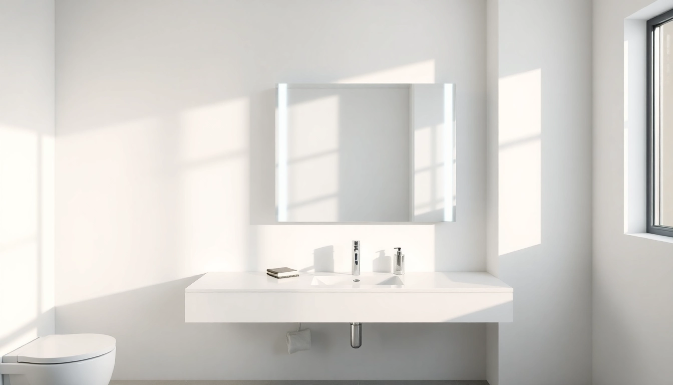Spiegelschrank Bad in einem modernen Badezimmer mit eleganter Ausstattung.