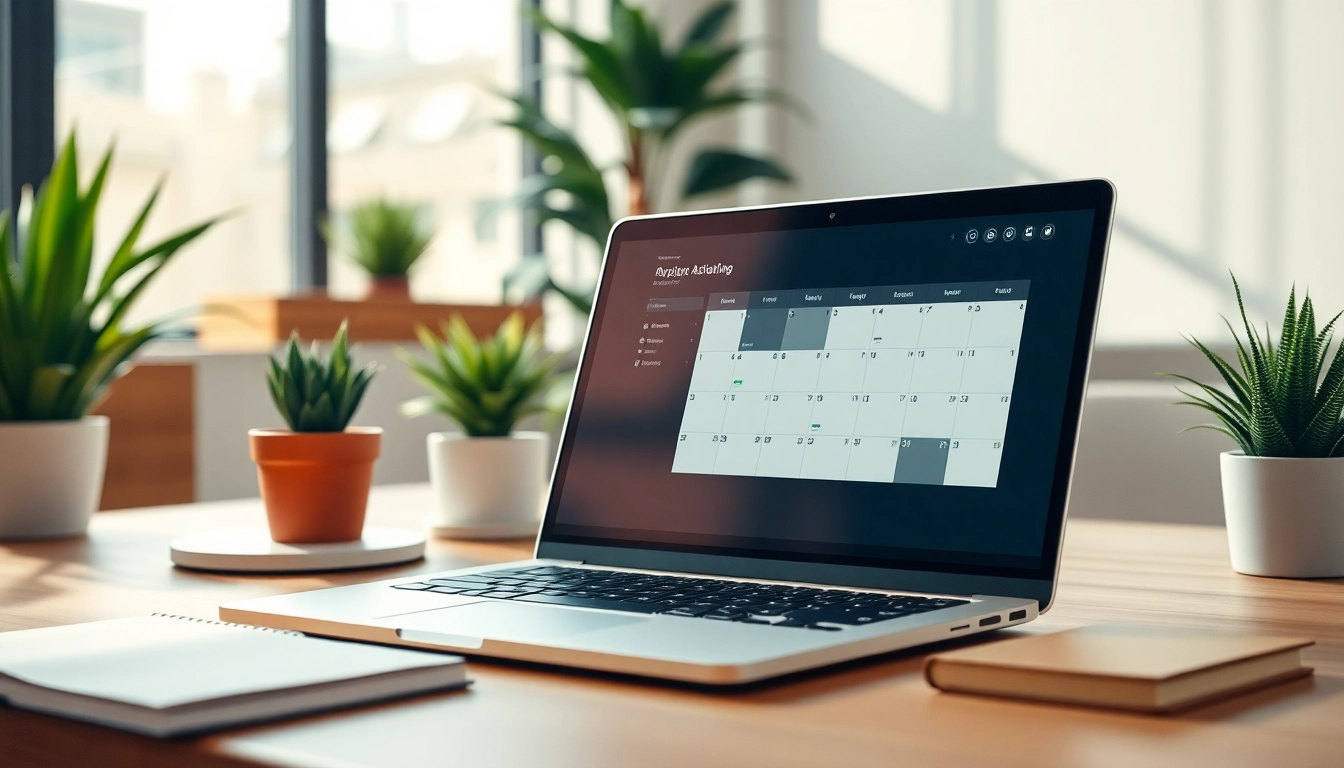 Optimize your day with AI scheduling assistantI in a modern office full of productivity.