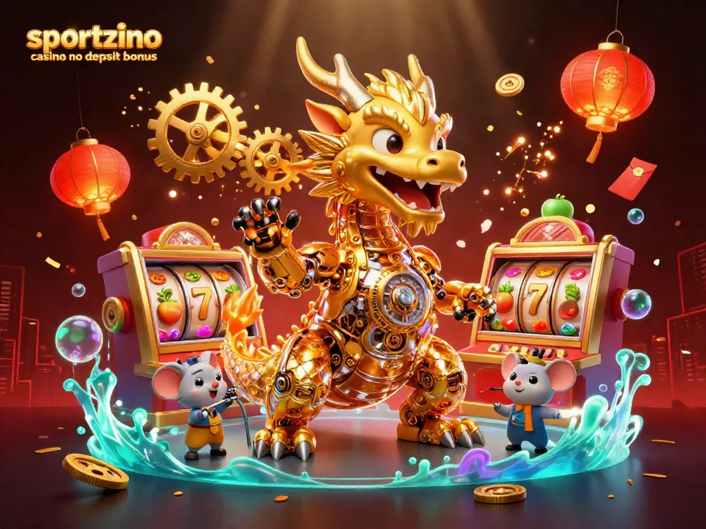 Claim your sportzino casino no deposit bonus with dynamic visuals of winning slots and coins.