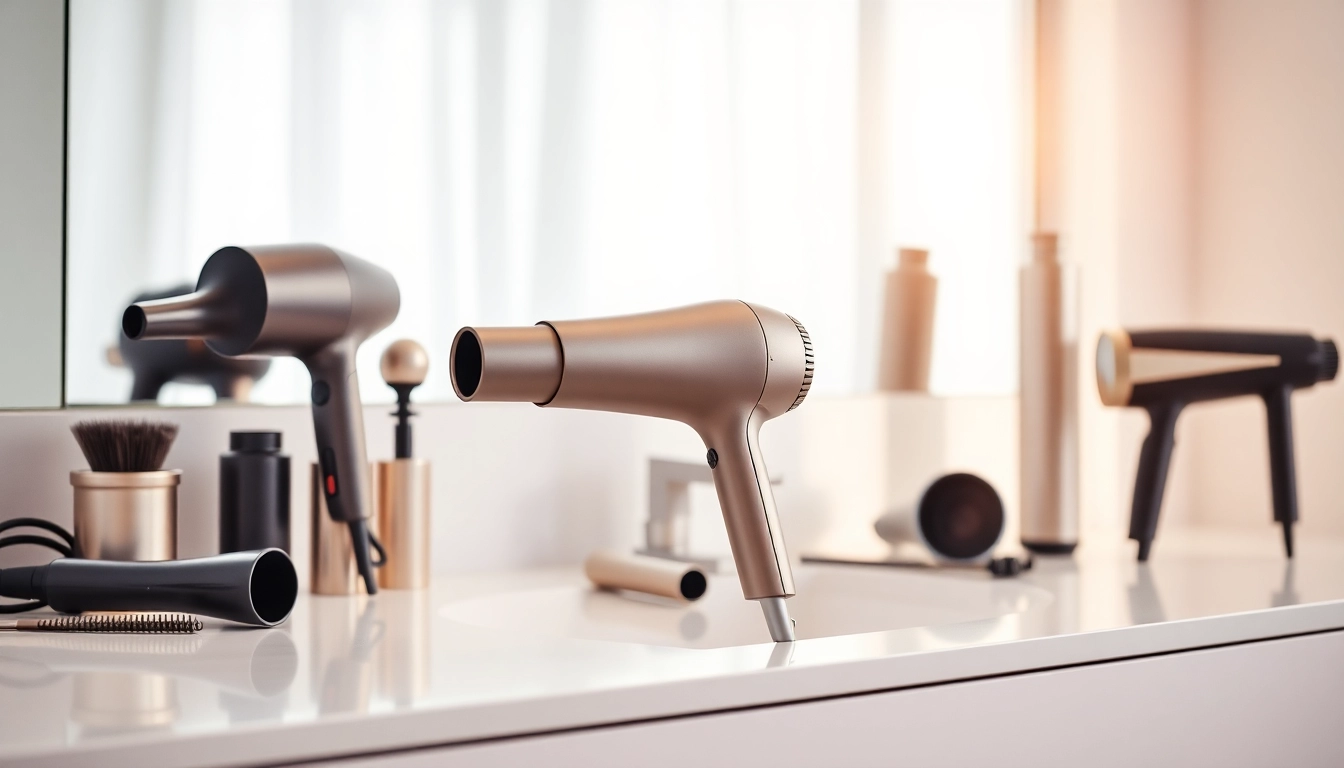Explore the top Best hair dryers 2026 showcased elegantly on a vanity.
