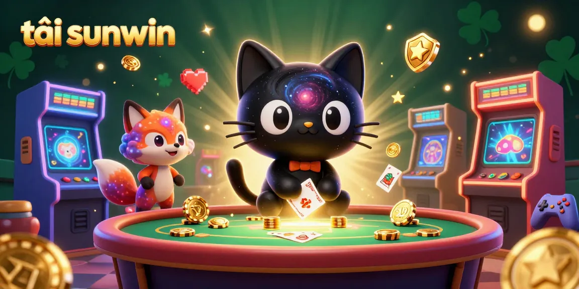 Experience the thrill of tải sunwin with a cosmic cat and fox in a vibrant casino!