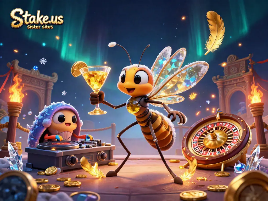 Experience top stake.us sister sites with vibrant casino characters in an enchanting 3D scene.