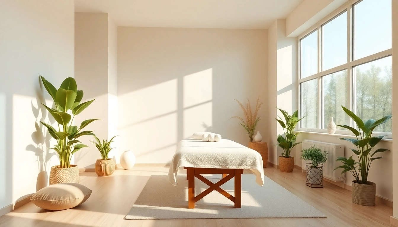 Relaxing atmosphere in a wellness clinic with serene decor and bright natural light.
