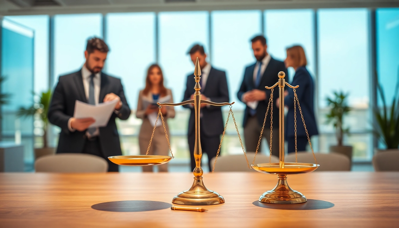 Engaging escrow services concept illustrating equitable transactions with a balanced scale.