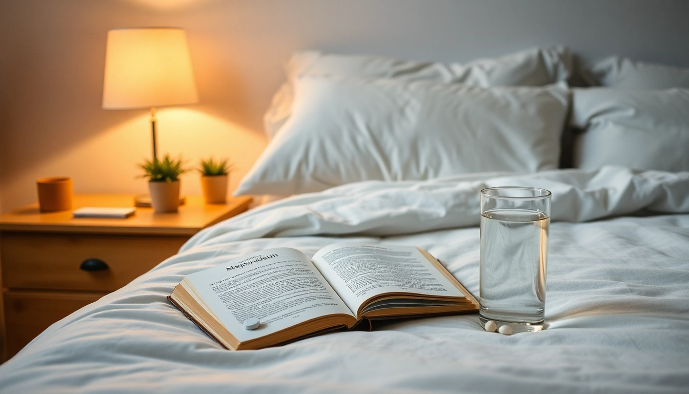Discover how does magnesium help you sleep better with a tranquil bedroom scene featuring supplements.