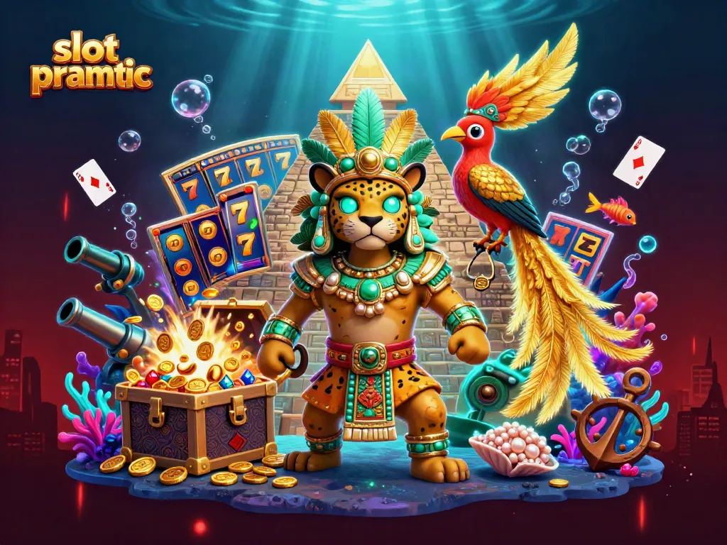 Experience the thrill of slot pragmatic with a vibrant 3D scene featuring dynamic elements and colorful characters.