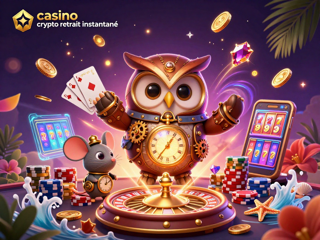 Retrouvez des gains rapides avec casino crypto retrait instantané, illustrés par une scène de jeu animée.