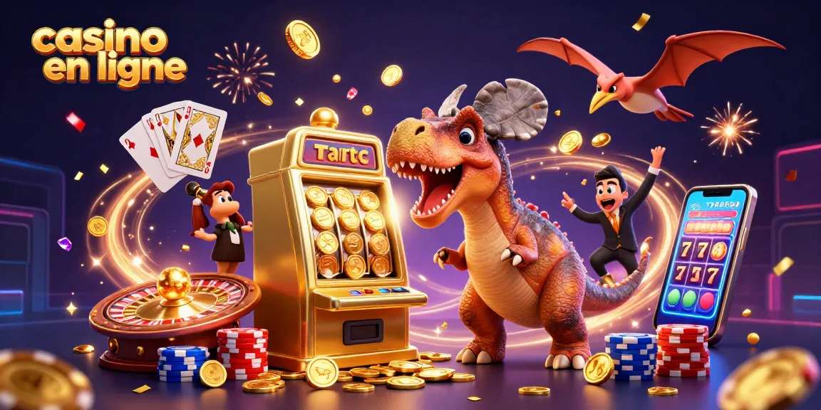 Casino en ligne avec un pachycephalosaurus frappant une machine à sous pour un jackpot de pièces d'or.