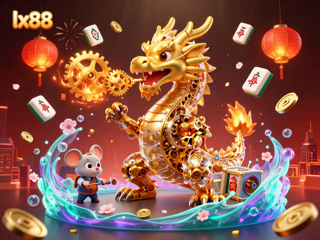 Experience exciting gameplay with lx88 featuring a golden dragon and dynamic casino elements.
