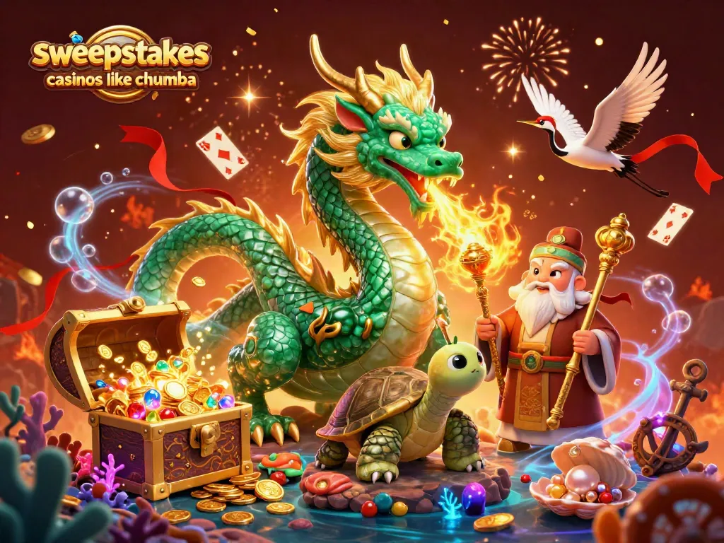 Experience winning action at sweepstakes casinos like Chumba with this vibrant 3D illustration.
