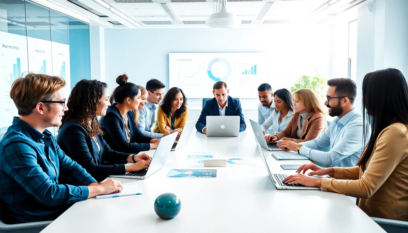 Enhance your marketing strategy with an outsourced cmo guiding a team in a collaborative workspace.
