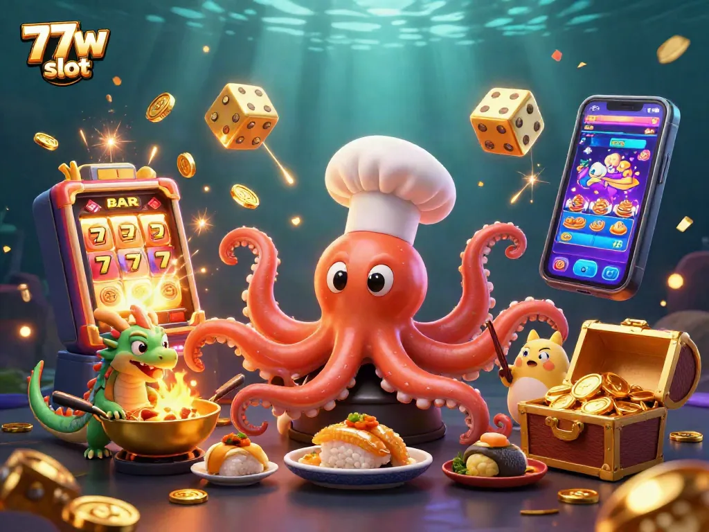 Engage with the thrilling 77w slot scene featuring dynamic characters and explosive casino elements.