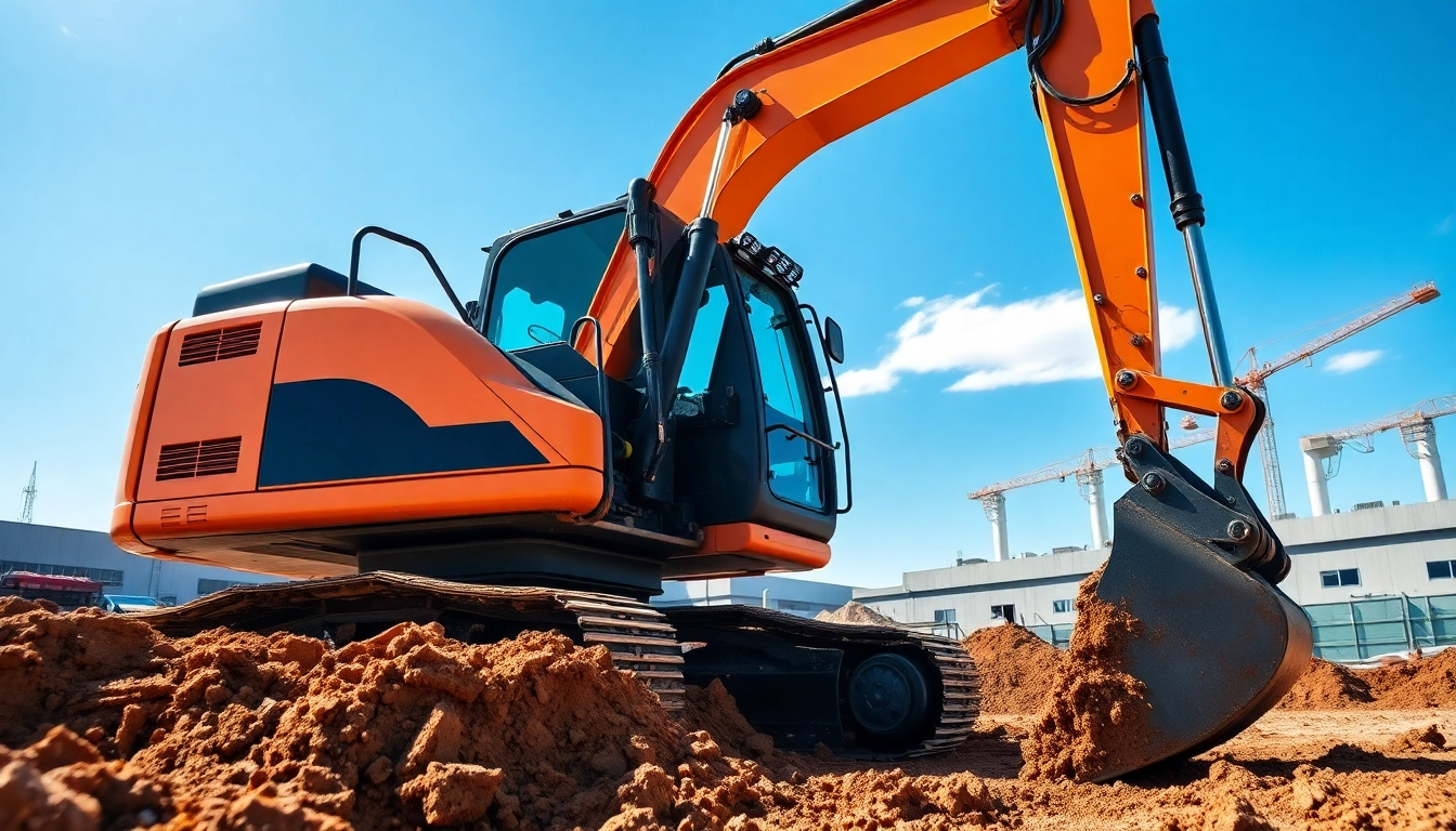 Excavator digging at a construction site, highlighting its powerful performance and reliability.