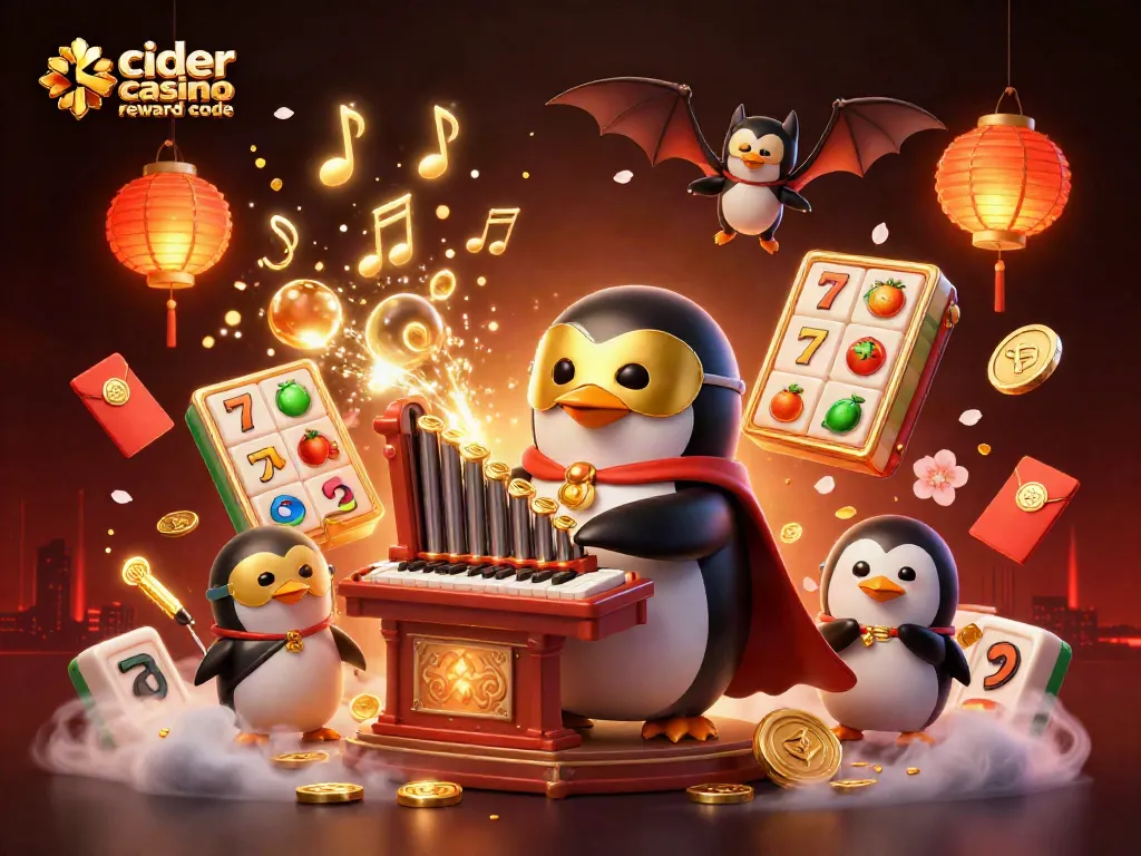 Cider casino reward code sparkling display of coins and characters in vibrant 3D casino scene.