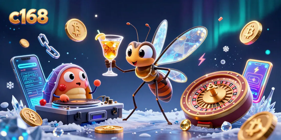 Experience the thrill of c168 casino with a vibrant 3D scene featuring a frozen mosquito mascot and dynamic betting elements.