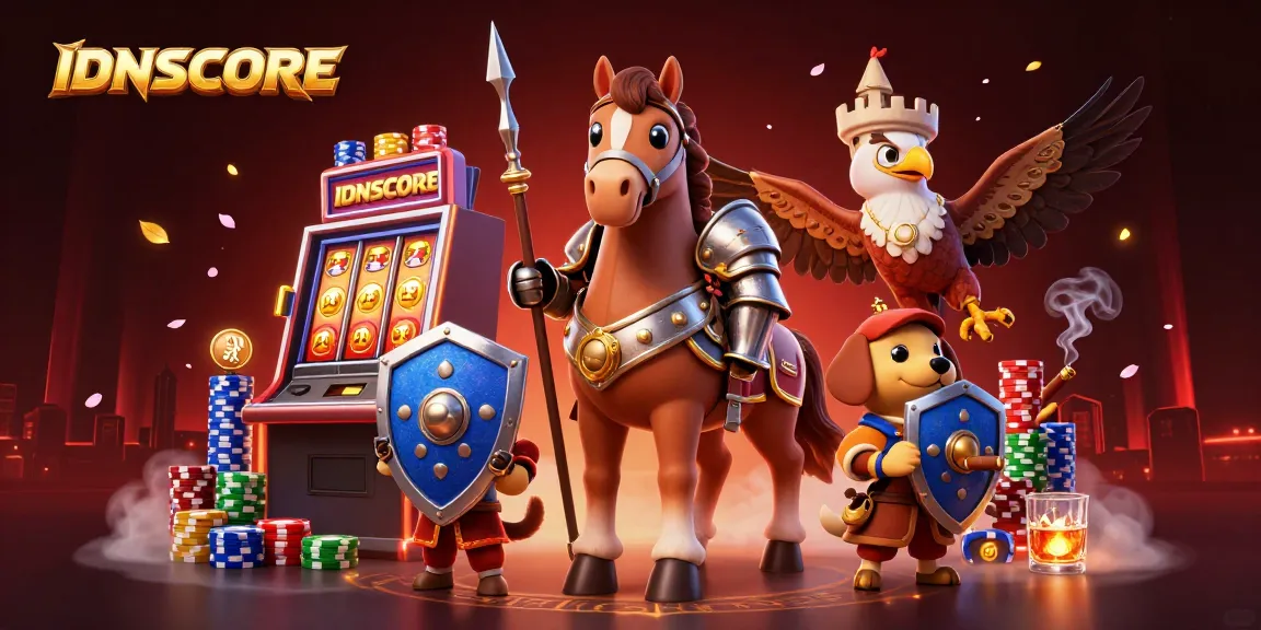 Experience the thrill of IDNSCORE with vibrant slot action amid a medieval fantasy scene.