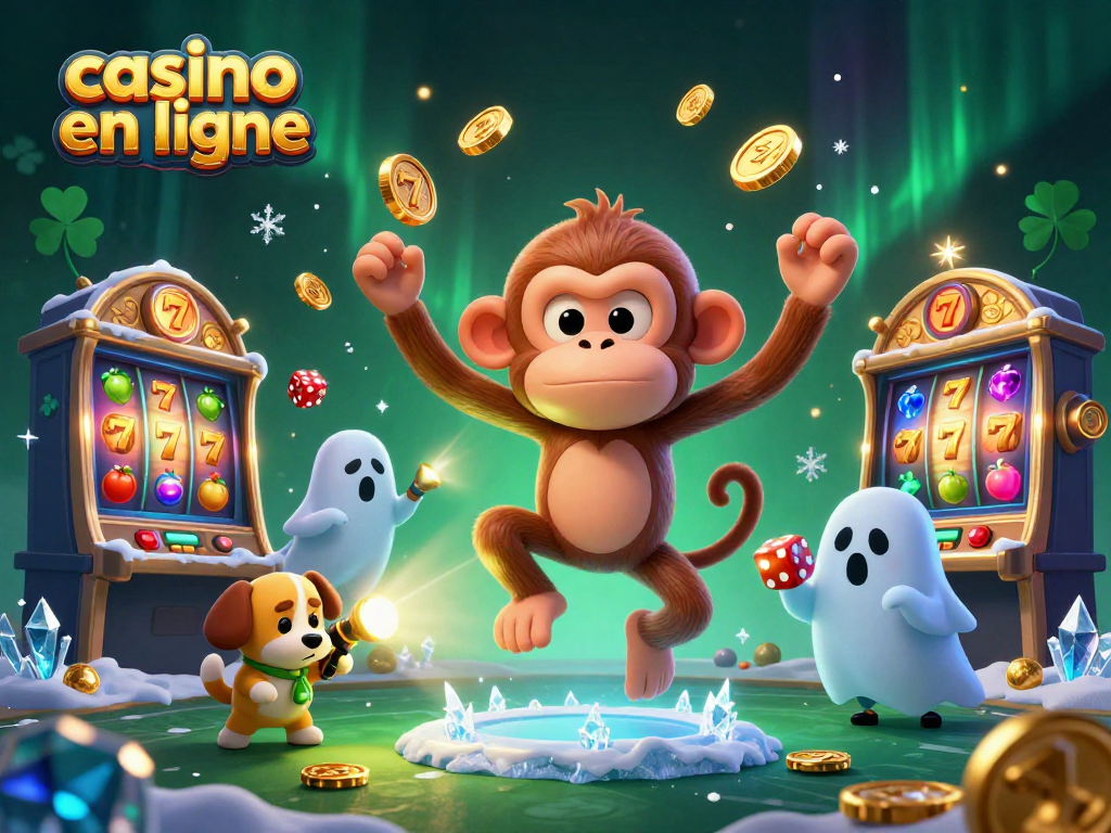 Profitez d'une scène dynamique de casino en ligne avec des personnages jonglant avec des objets d'or dans une atmosphère envoûtante.