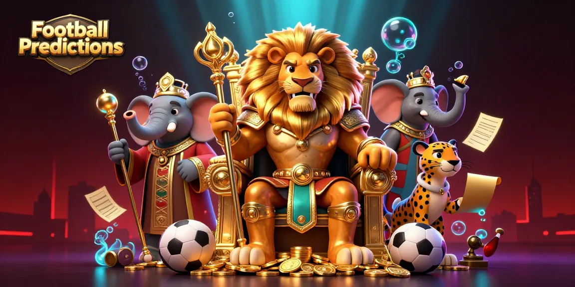 Betting on Football Predictions as a lion king dominates a throne with betting elements around