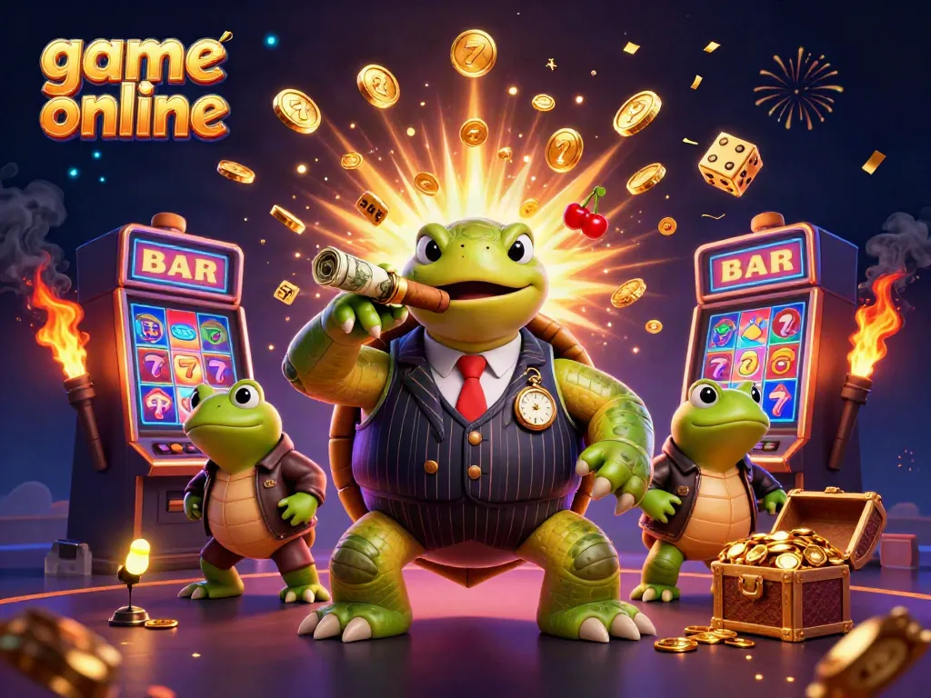 Enjoy thrilling game online excitement with colorful slot machines and animated characters in a lively casino scene.