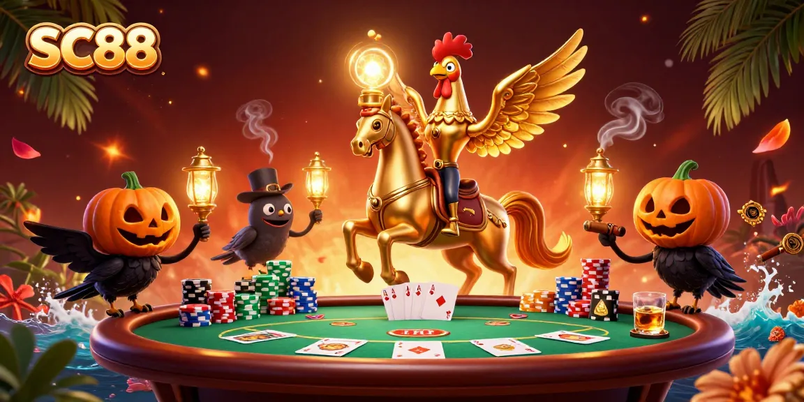 Experience SC88 excitement with a golden rooster's casino adventure in vibrant detail.