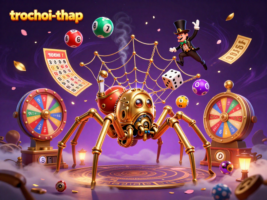 Engage in trochoi-thap with an enchanting 3D steampunk scene filled with lottery elements.