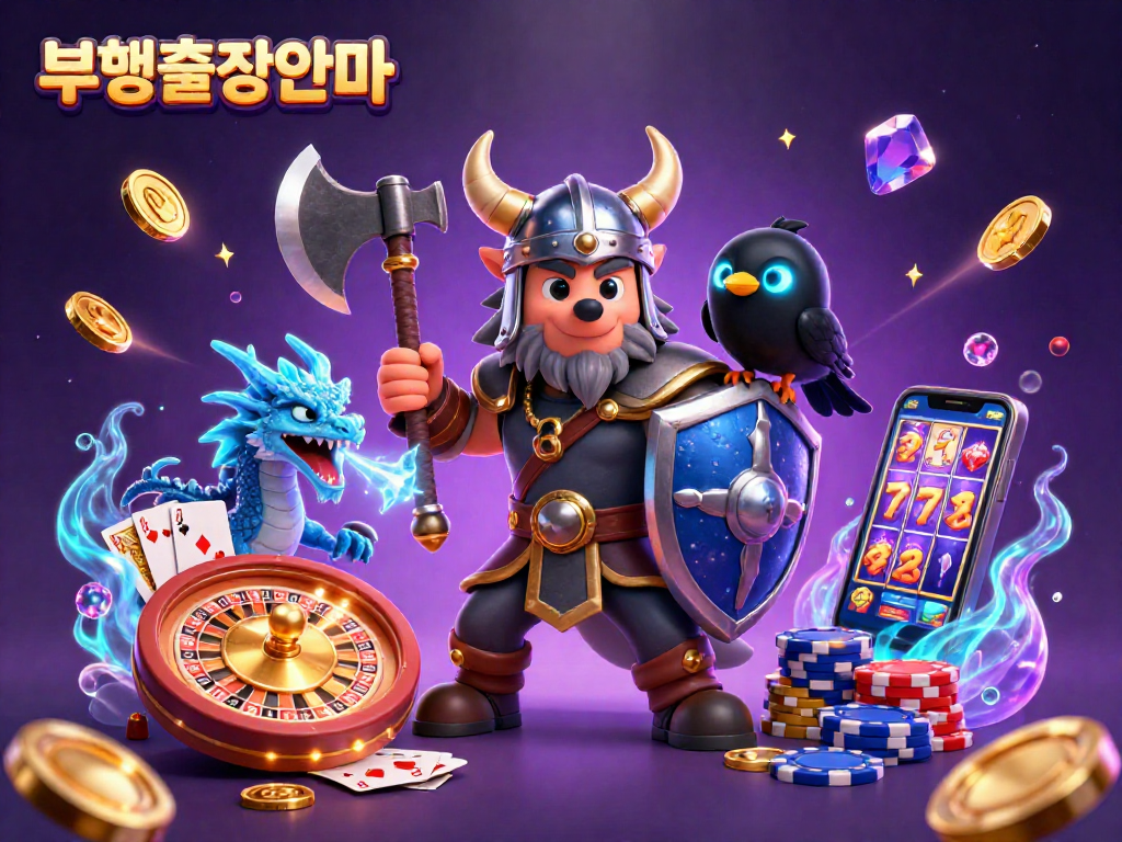 Experience the thrill of 부평출장안마 with an epic 3D illustration featuring a Viking wolf warrior, dragon, and coins.