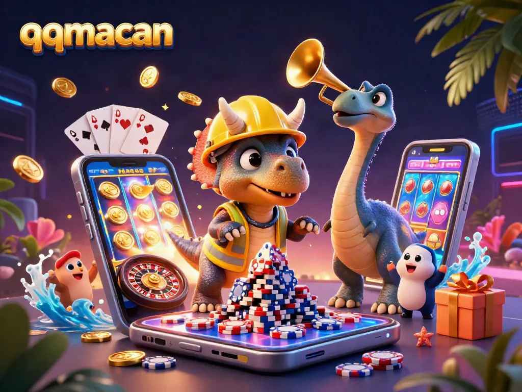 Participate in thrilling games at qqmacan, where you build your poker chip fortune amidst vibrant casino elements.