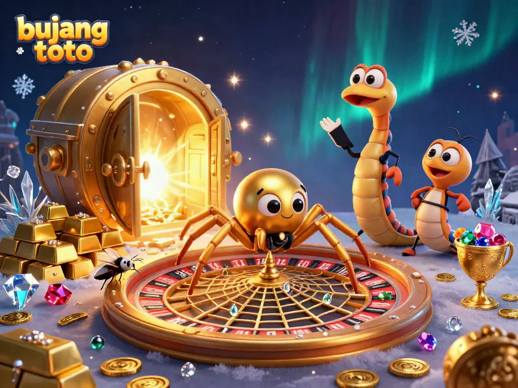 Experience vibrant gambling excitement with the bujang toto spider and web, representing a roulette wheel.