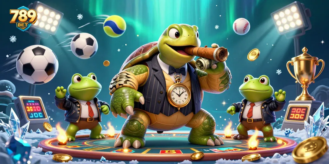 Win thrilling bonuses at 789 BET with an engaging 3D casino scene featuring sports action elements.