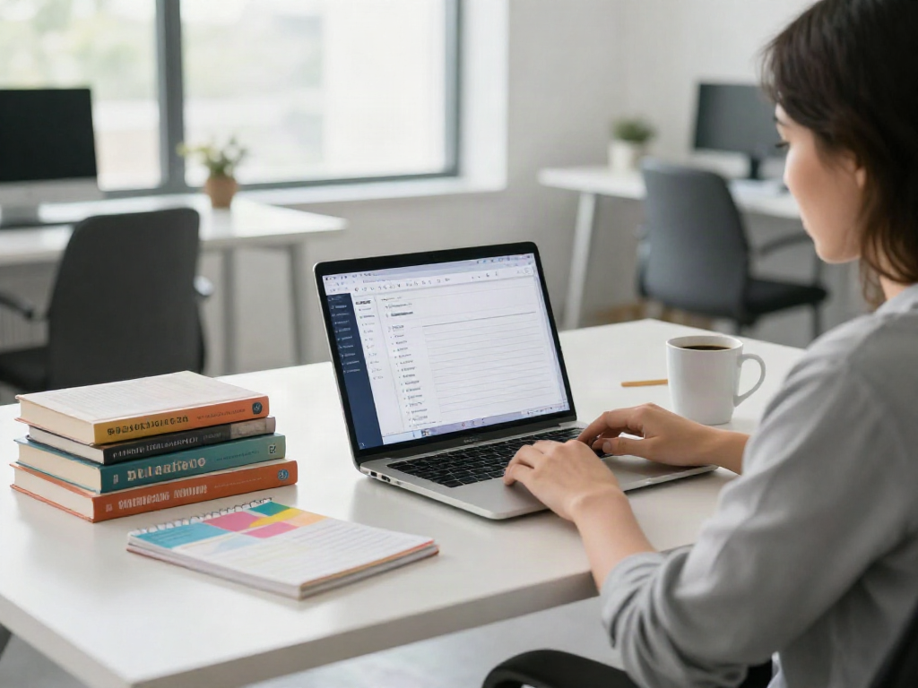 Professional workspace showcasing a reading tracker app encouraging readers to read moreÂ… effectively in a modern office environment.