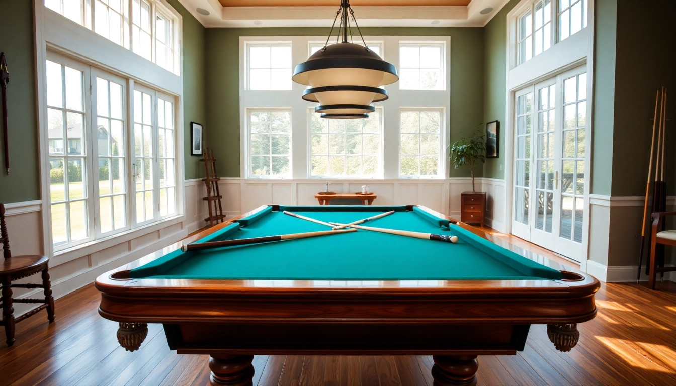 Engaging pool table locating service experience in a bright game room with a classy billiard table.