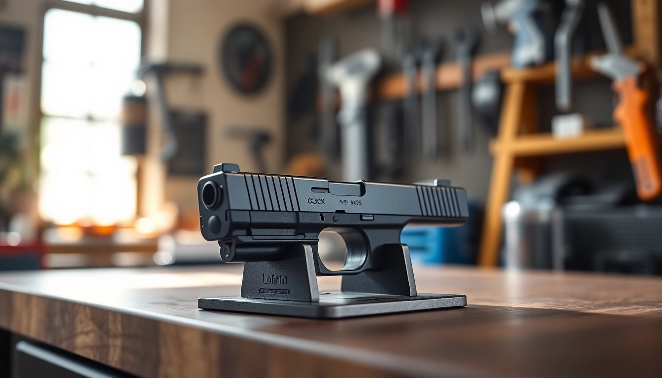 Examine the detailed Glock 17 MOS slide displayed with precision and craftsmanship.