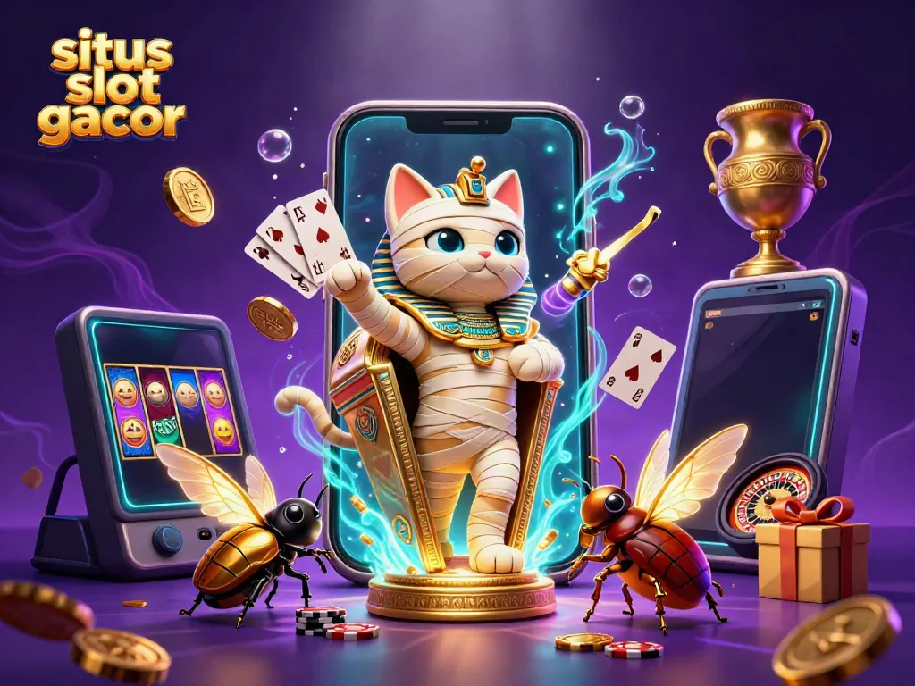 Engage with situs slot gacor through vibrant casino characters and dynamic gaming elements in a visually rich scene.