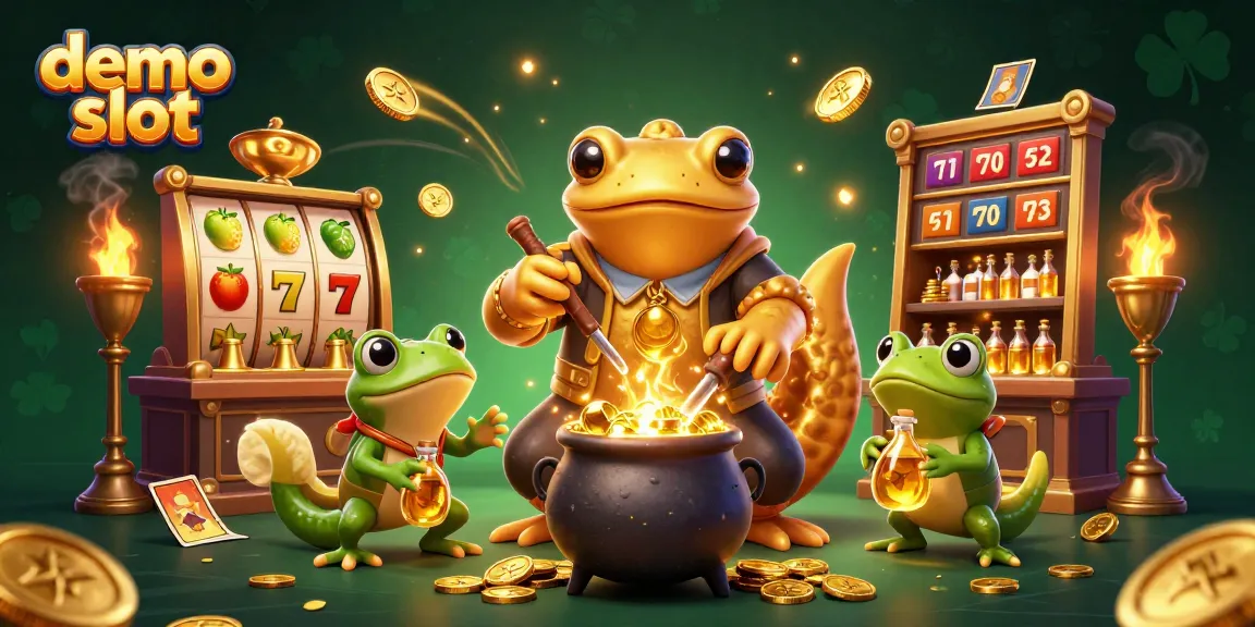 Experience the thrills of demo slot games through an enchanting 3D illustration showing golden elements and vibrant casino features.
