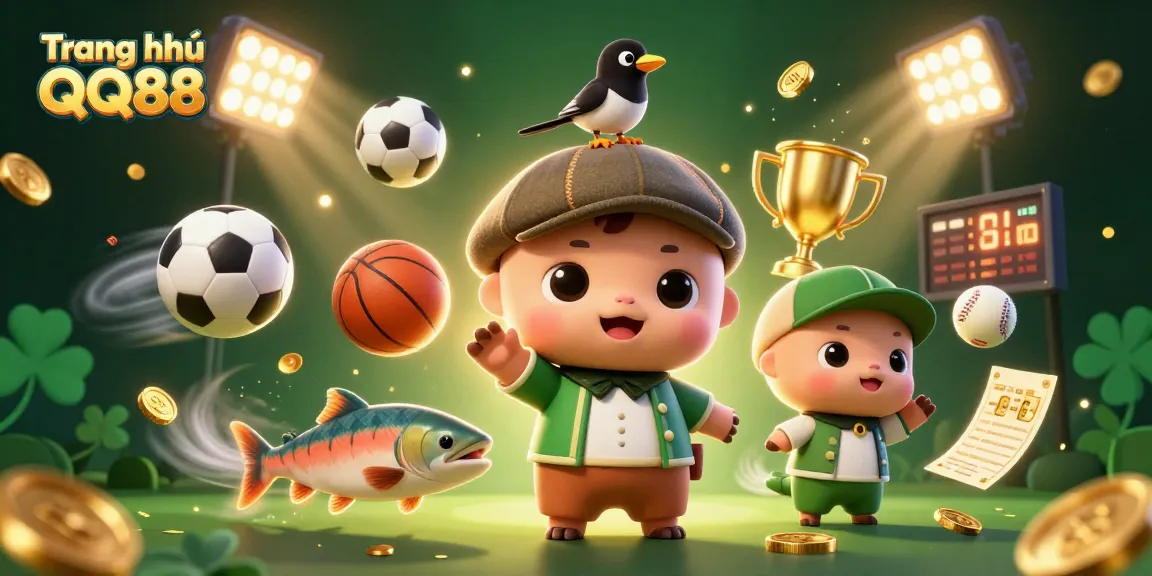 Experience Trang chủ QQ88 with a vibrant scene featuring Nessie, sports, and dynamic elements