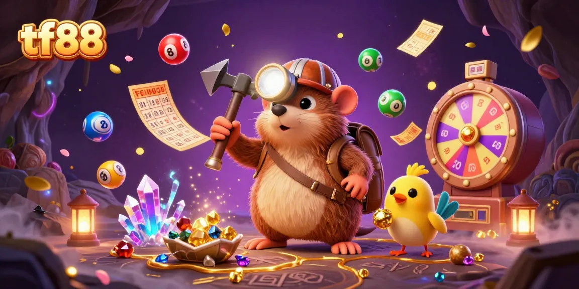 Experience the excitement of tf88 with vivid casino scenes filled with treasures and vibrant gambling elements.